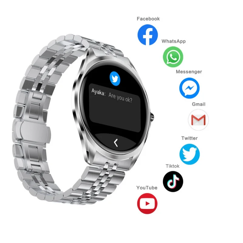 AI صوت الهاتف ساعة ذكية رجل إمرأة معدل ضربات القلب الصحة مقاوم للماء Smartwatch التحكم بالموسيقى APP رسالة تذكير ساعات الطقس