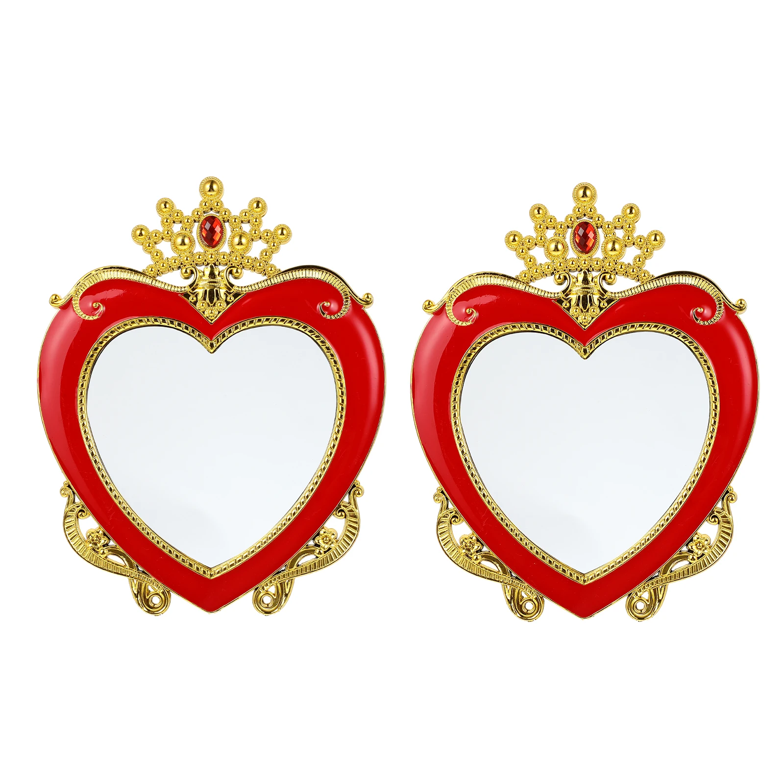 

2 Pcs Heart Crown Design Mirrors Wedding Vintage Decor Make-up Makeup Desktop Tabletop
