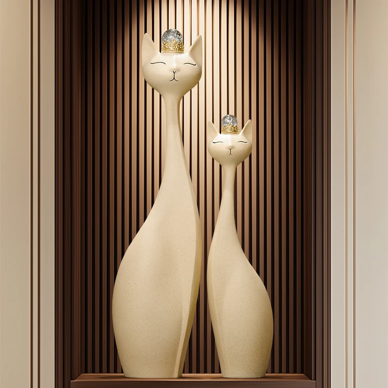 

Fortune cat ornament art vertical height large floor-to-ceiling living room TV cabinet niche decoration home decor