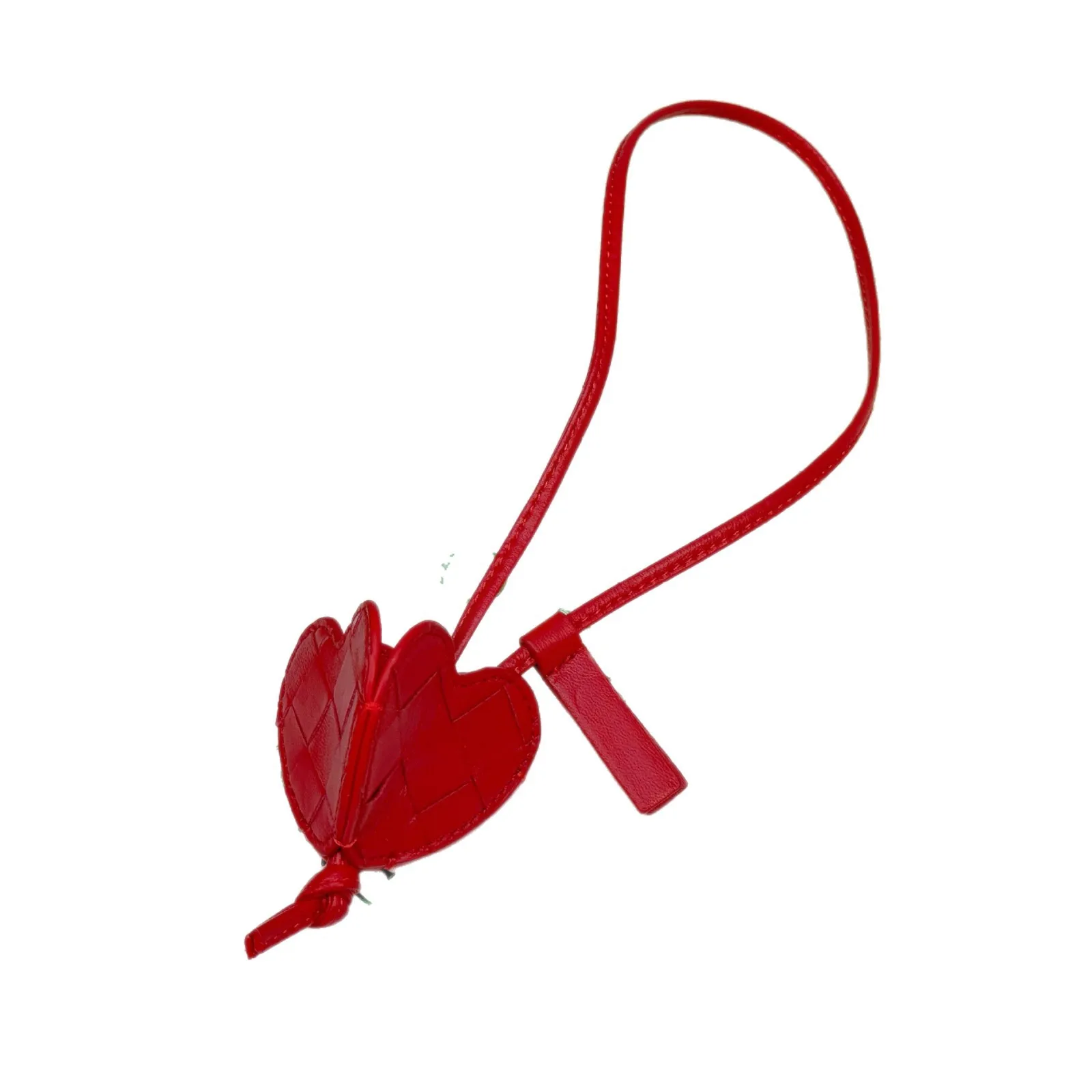 New Handmade Genuine Leather Heart-Shaped Keychain Car Decoration Luxury Genuine Leather Love Pendant Accessories