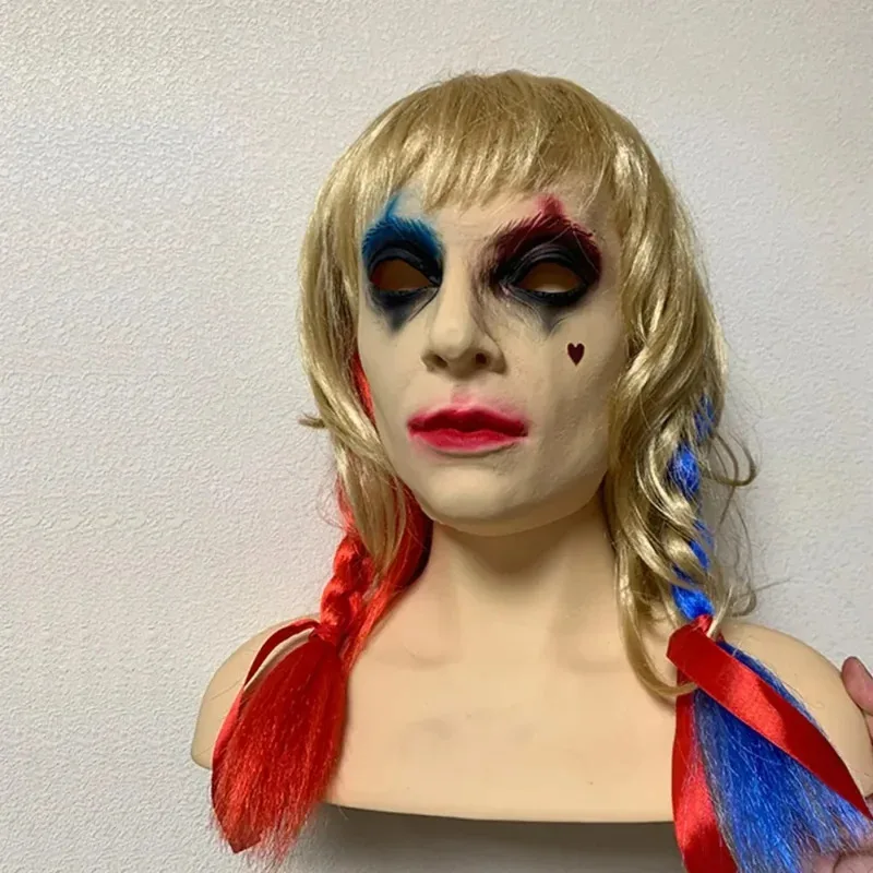 영화 2 아서 코스프레 남성용 테러 마스크와 그린 가발 미친 광대 소녀 역할 놀이 헤드기어 할로윈 카니발 파티;3'v,6.h;8'