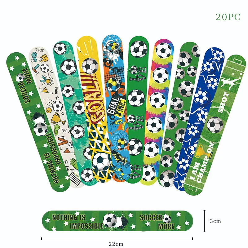 Football Party Decoration Soccer Goal Time Slap Bracelets Sports Champion Boy Happy Football 1 2 3 Birthday Party Supplies