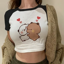 Camiseta de dibujos animados japoneses de Bubu Dudu para niñas, Tops clásicos para mujer, camisetas divertidas de poliéster Harajuku Y2k, camisetas para mujer