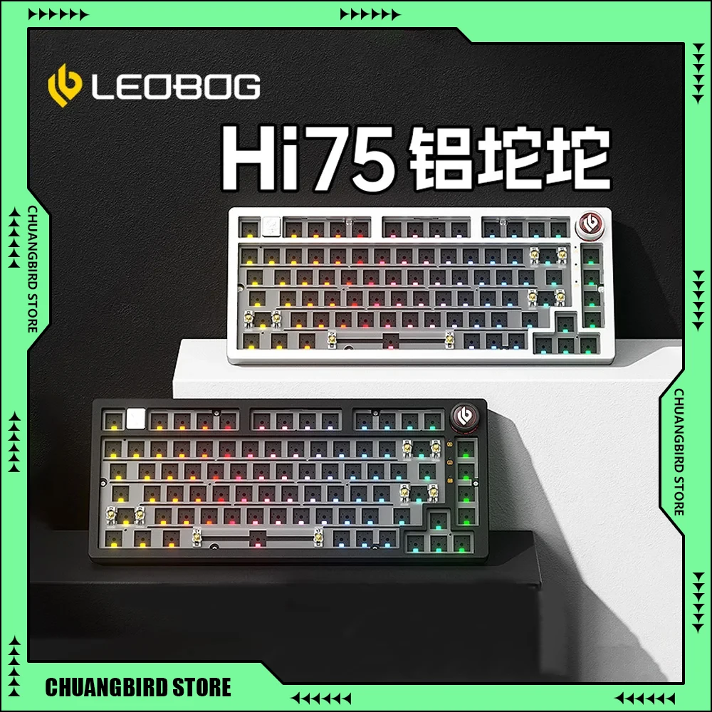 LEOBOG Hi75 Hot-swap 81 Keys Mechanical Keyboard Kit Barebone RGB Backlit Keyboard Gasket Customize Aluminium Alloy Keyboard Kit