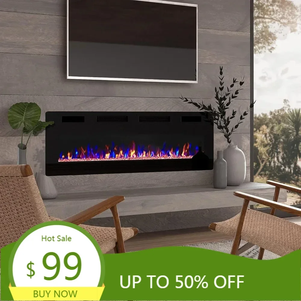 

Bestseller"72" ultra slim linear electric fireplace, wall-mounted recessed design, compatible with 2x4 and 2x6 wall studs, 12 ad