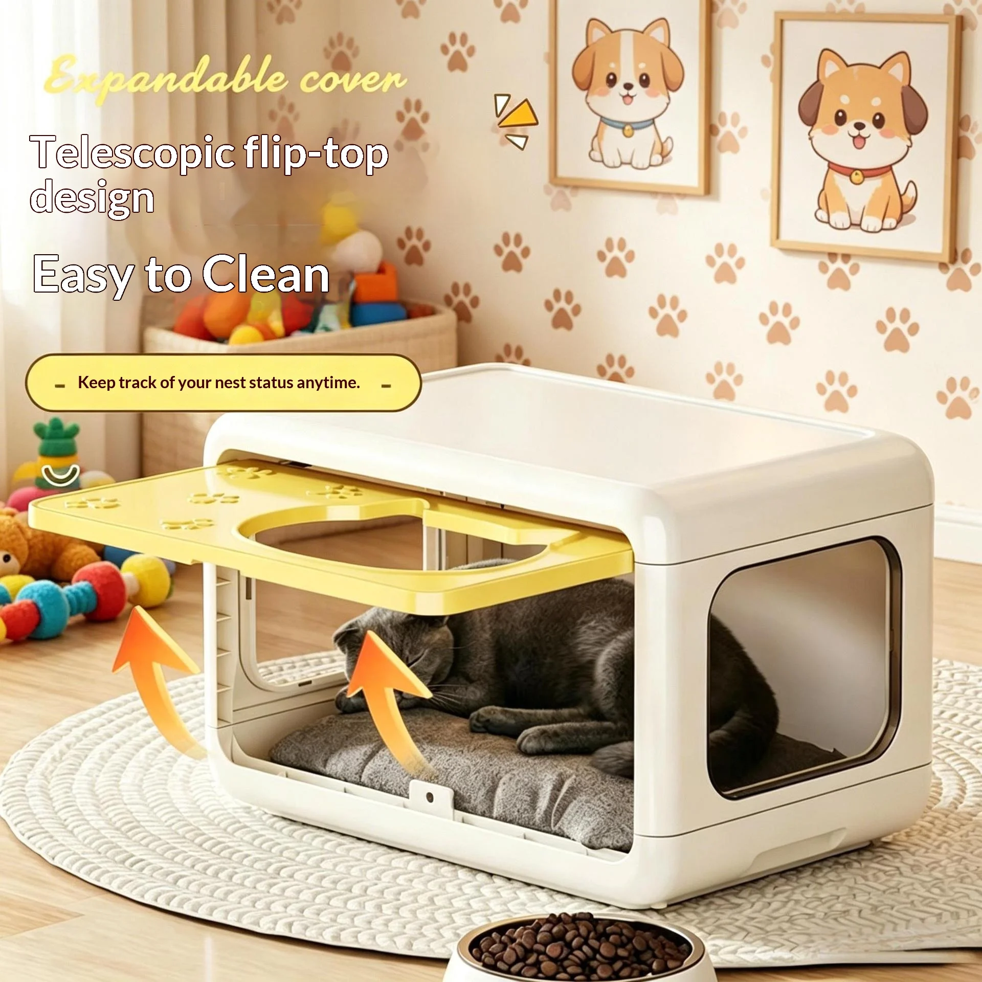 Casa para gatos semicerrada lavable y extraíble, cálida todo el año - imagen 5