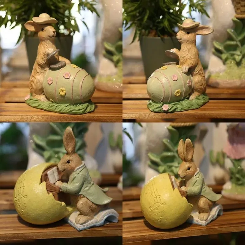 Cross-border modern Easter home desktop ornaments wine cabinet decorations rubber die-cut printing living room gifts rabbit