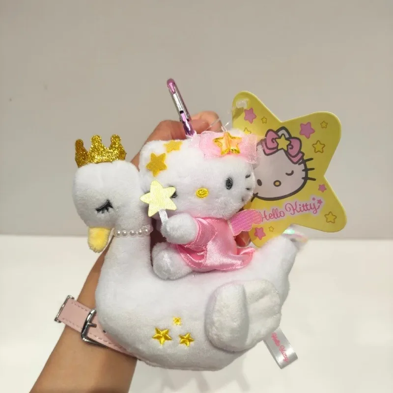 Nova coroa real kitty gato unicórnio cisne boneca de pelúcia pingente kawaii sonhador sanrio feminino unicórnio dos desenhos animados boneca chaveiros presente