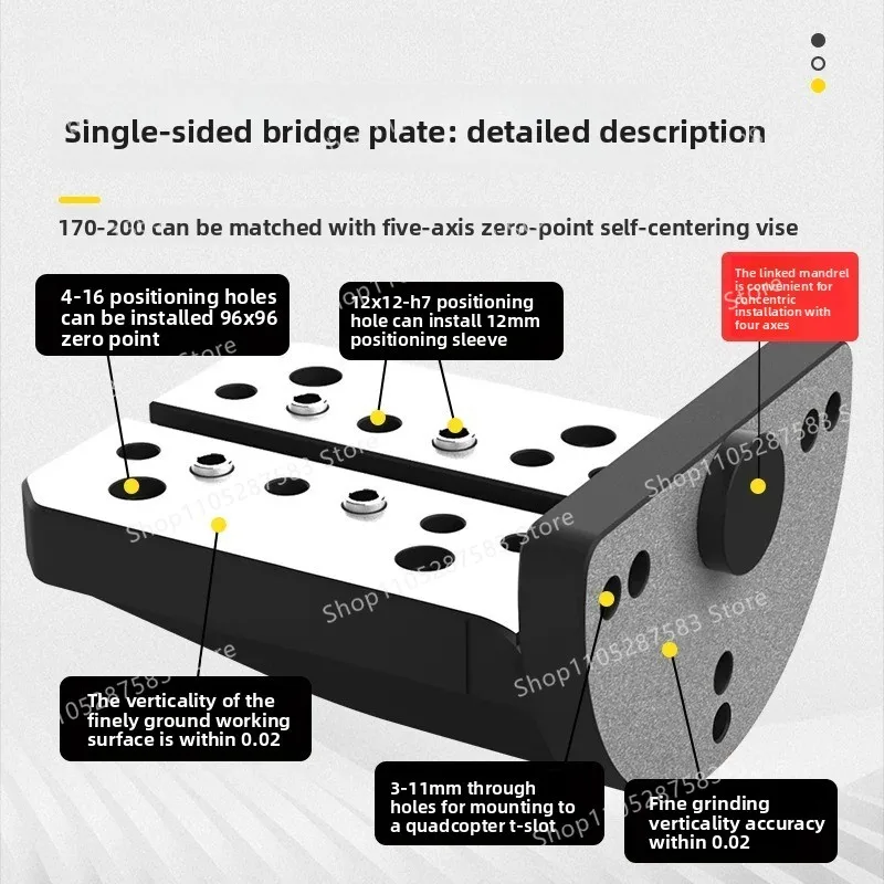 Four-axis integrated casting unilateral bridge plate L block with five-axis zero-point self-centering vice 170-200 hardened