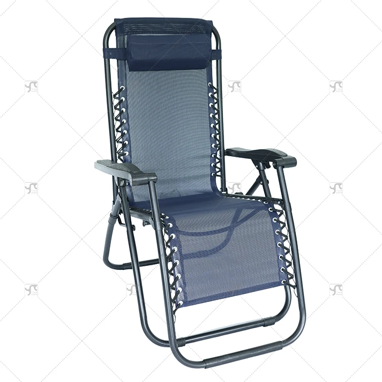 Outdoor Portable Garden Chaise Sun Lounger Beach Chair Furniture Adjustable Zero Gravity Folding Recliner Chair with Pillowpromo