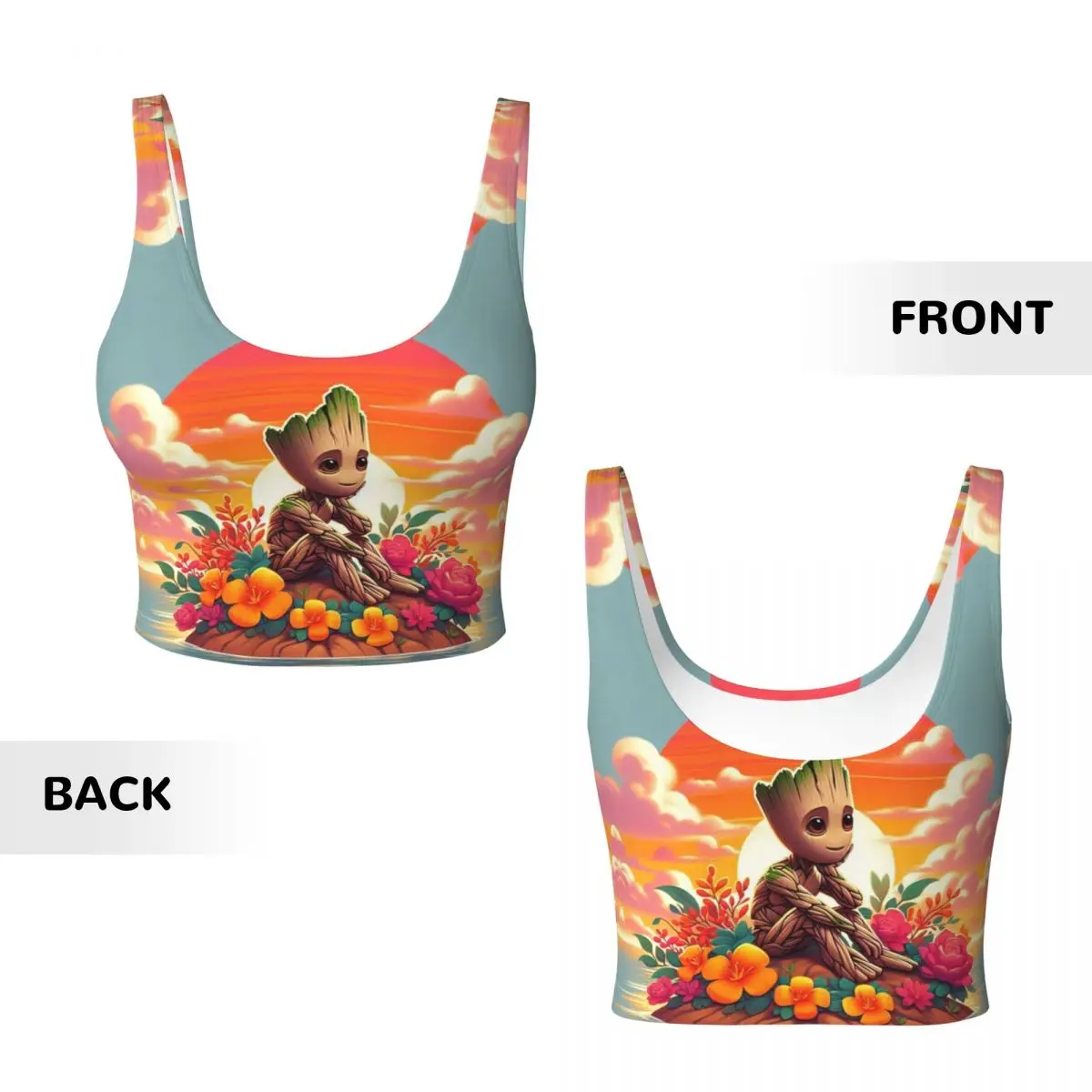 Custom Groot Character High Impact Sportbeha 'S Vrouwen Naadloze Workout Running Crop Tank Tops