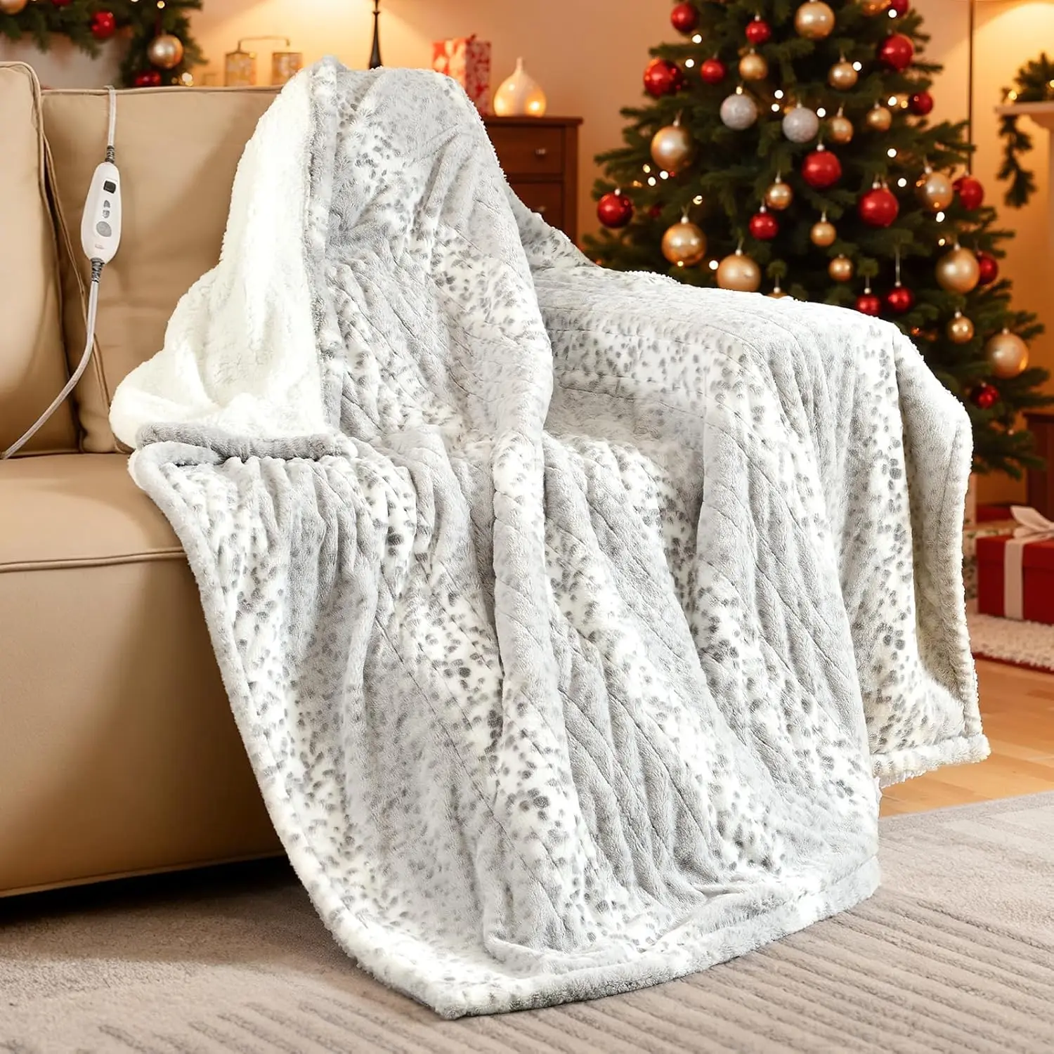 

Electric Heated Throw Blanket 50x60, Reversible Faux Fur & Sherpa, 6 Heat Levels, Auto Off, Machine Washable