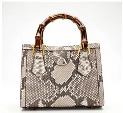 2023 latest Luxury top quality genuine snake skin women shoulder cross body small size mini bag black white with bamboo handle