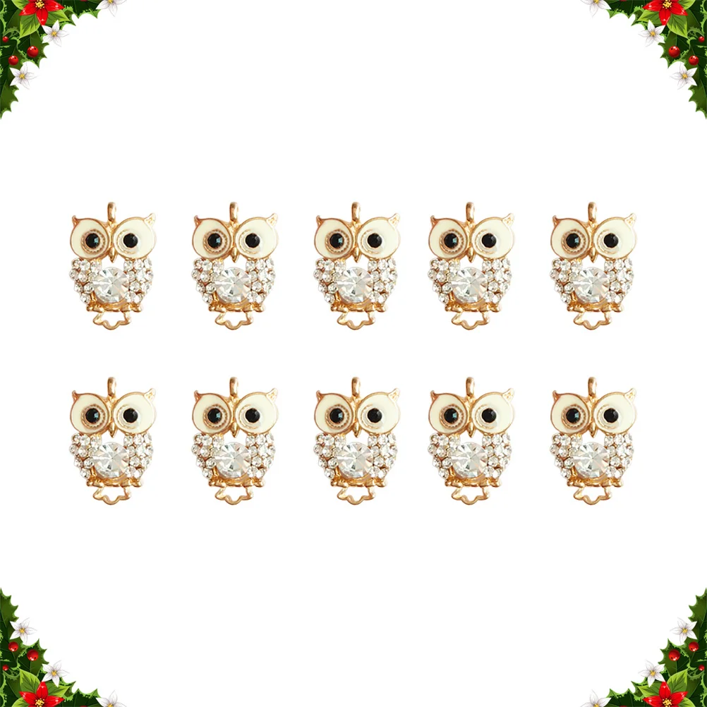 

10 Pcs Jewelry Owl Charms Bracelets Pendant Accessory Cute Pendants Bulk Golden Decoration
