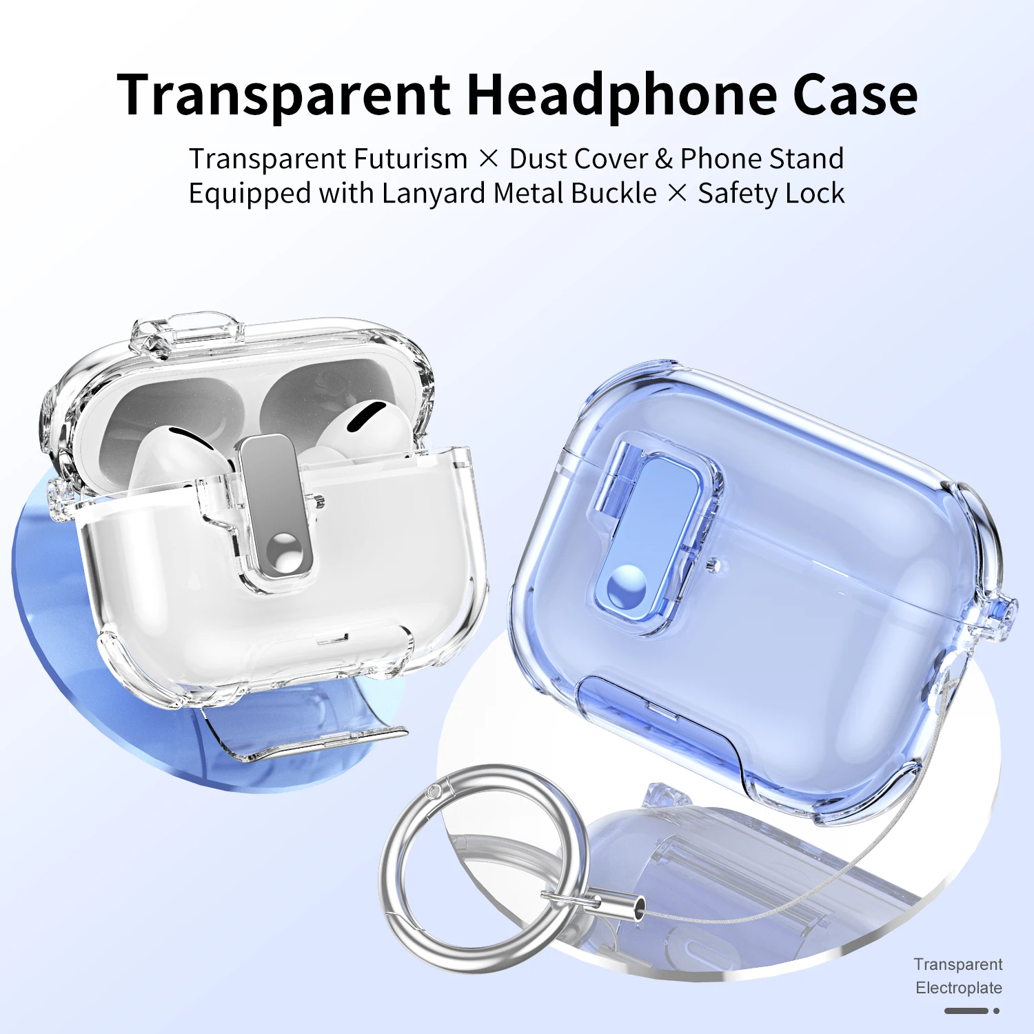 Hülle für 2026 AirPods 5/4, transparent mit Schlüsselanhänger, Telefonständer, weiche TPU-Skins, niedliche Kopfhörerhülle für AirPods Pro 3/Pro 4 – Detail 4