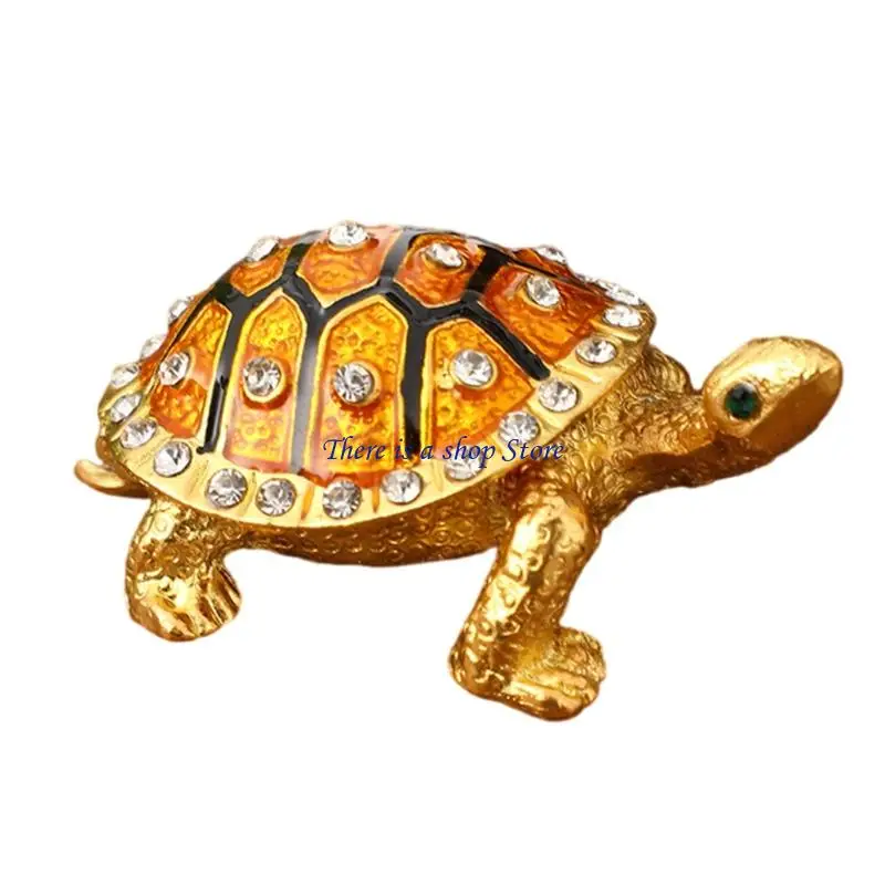 

D0AD Elegant Metal Turtles Storage Box Vintage Jewelry Case Decors