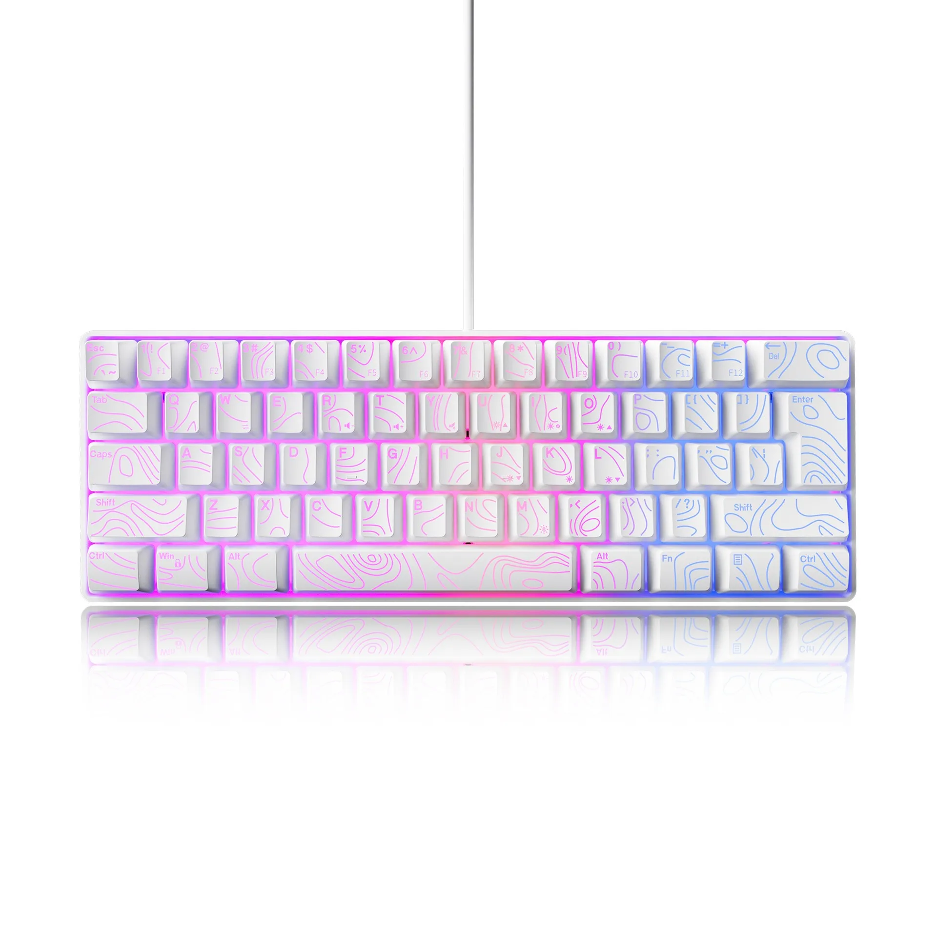 61 Key RGB Gaming Wired Keyboard Set Colorful MINI Non Mechanical Film White Computer Keyboard