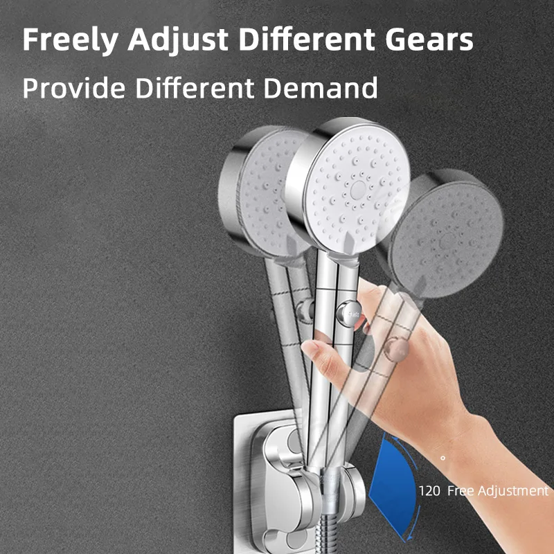 Universal Shower Head Holder No Drill Showerhead Bracket Adjustable Wall Mounted Holder for Bathroom Accessories Stable Rotation