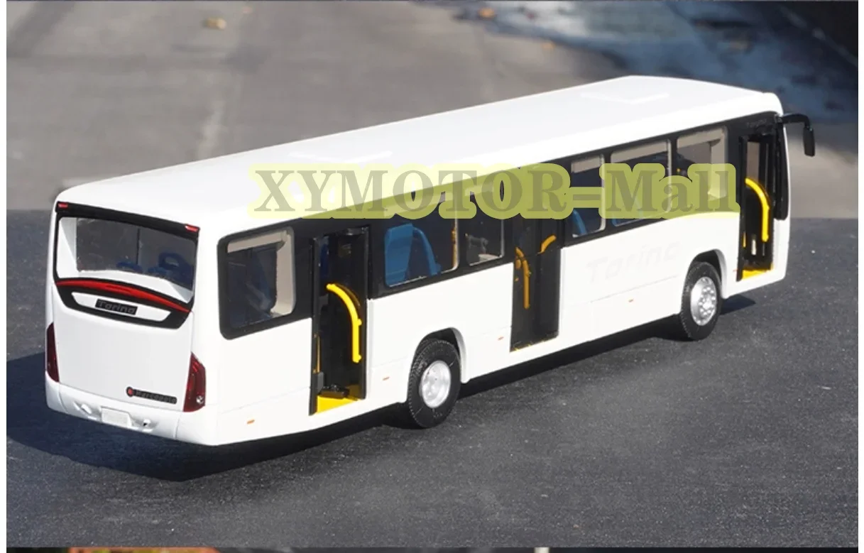 1:42 For Marcopolo Torino Alloy Model Bus Diecast Hobby Toys Kids Boys Gifts Display Collection Ornaments White Three Door BUS