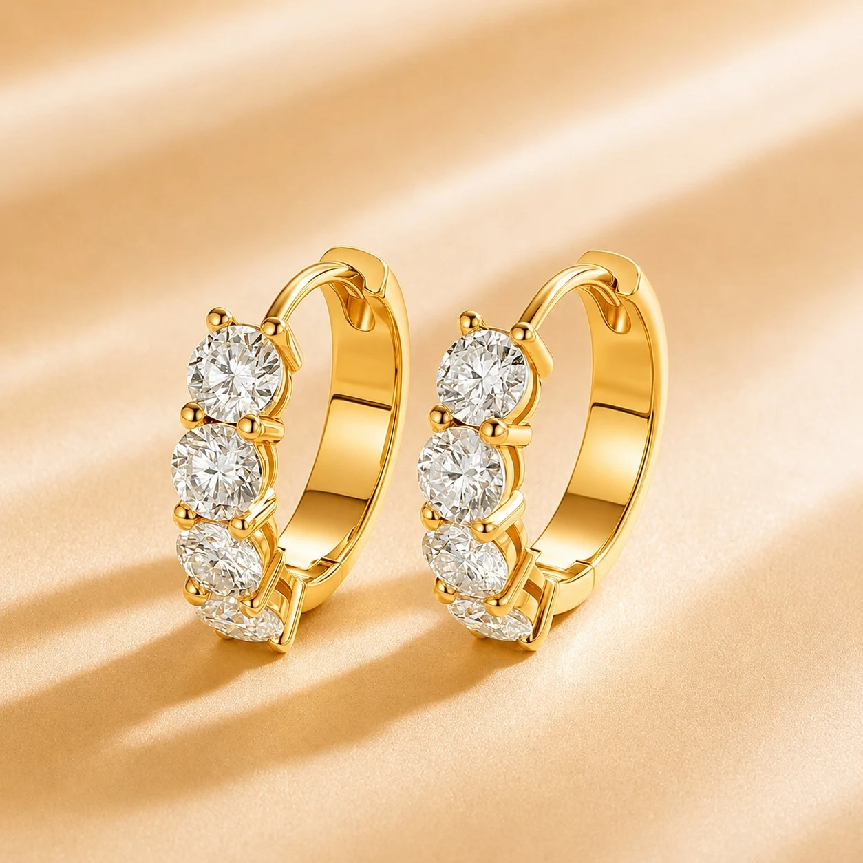 Custom Lab Grown Diamond Hoop Earrings 9K 14K Gold 2.0cttw 4mm VS Clarity D Color Anniversary Engagement Fine Jewelry for Women view 3