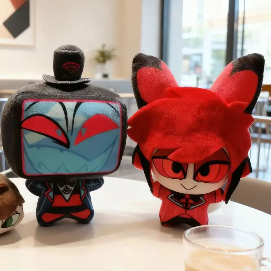

10cm Hazbined Alastor VOX Plushies Hotel Lucifer Stuffed Toys Doll Anime Soft Plush Keychain Decorative Pendant Gift