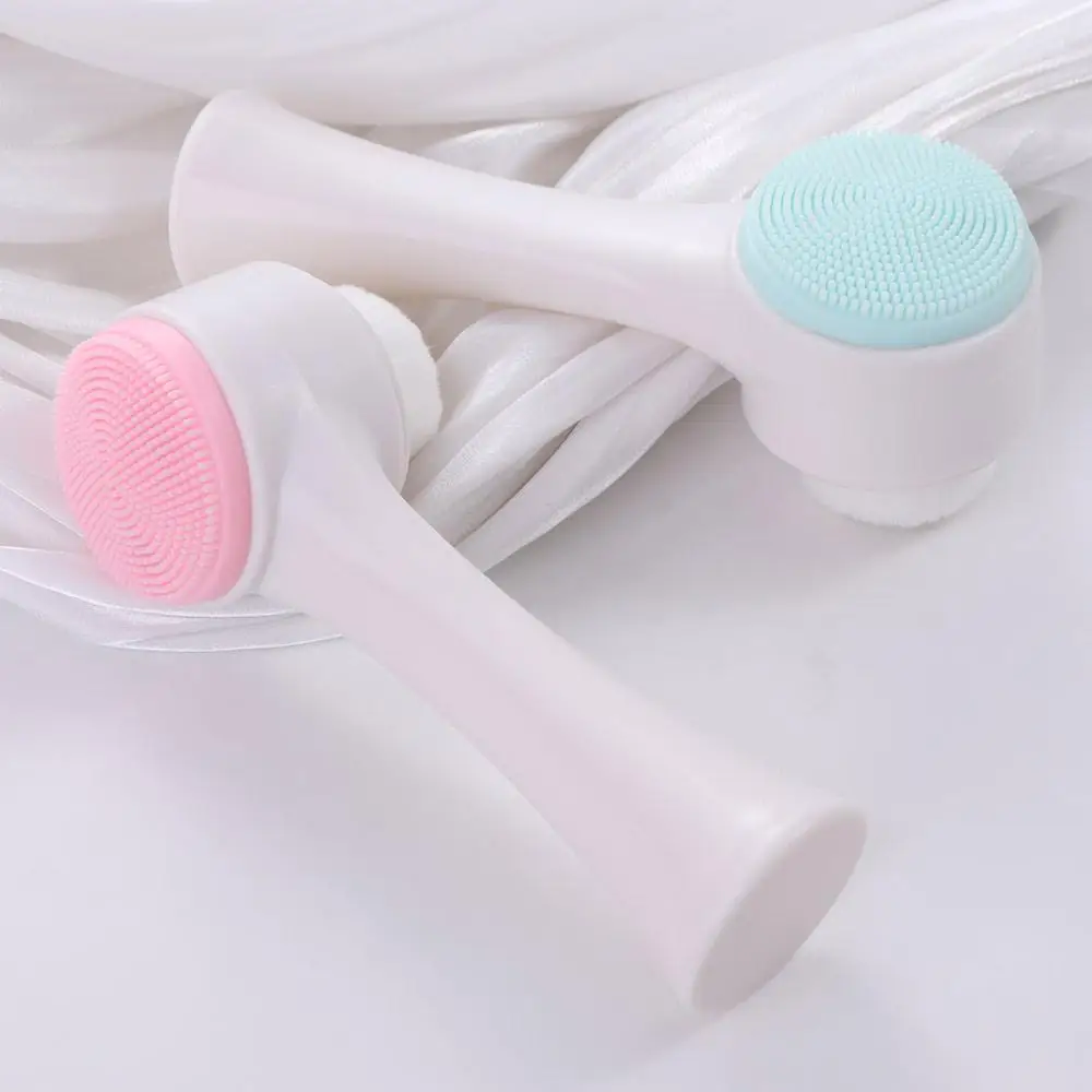 Double Sided Silica Gel Facial Brush Silicone Soft Facial Cleanse Brush Cute Skin Care Exfoliating Facial Brush Beauty Tools