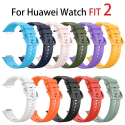 Correa de silicona para Huawei Watch FIT 2, correa de reloj inteligente, hebilla de metal, pulsera deportiva de repuesto, accesorios de correa fit2