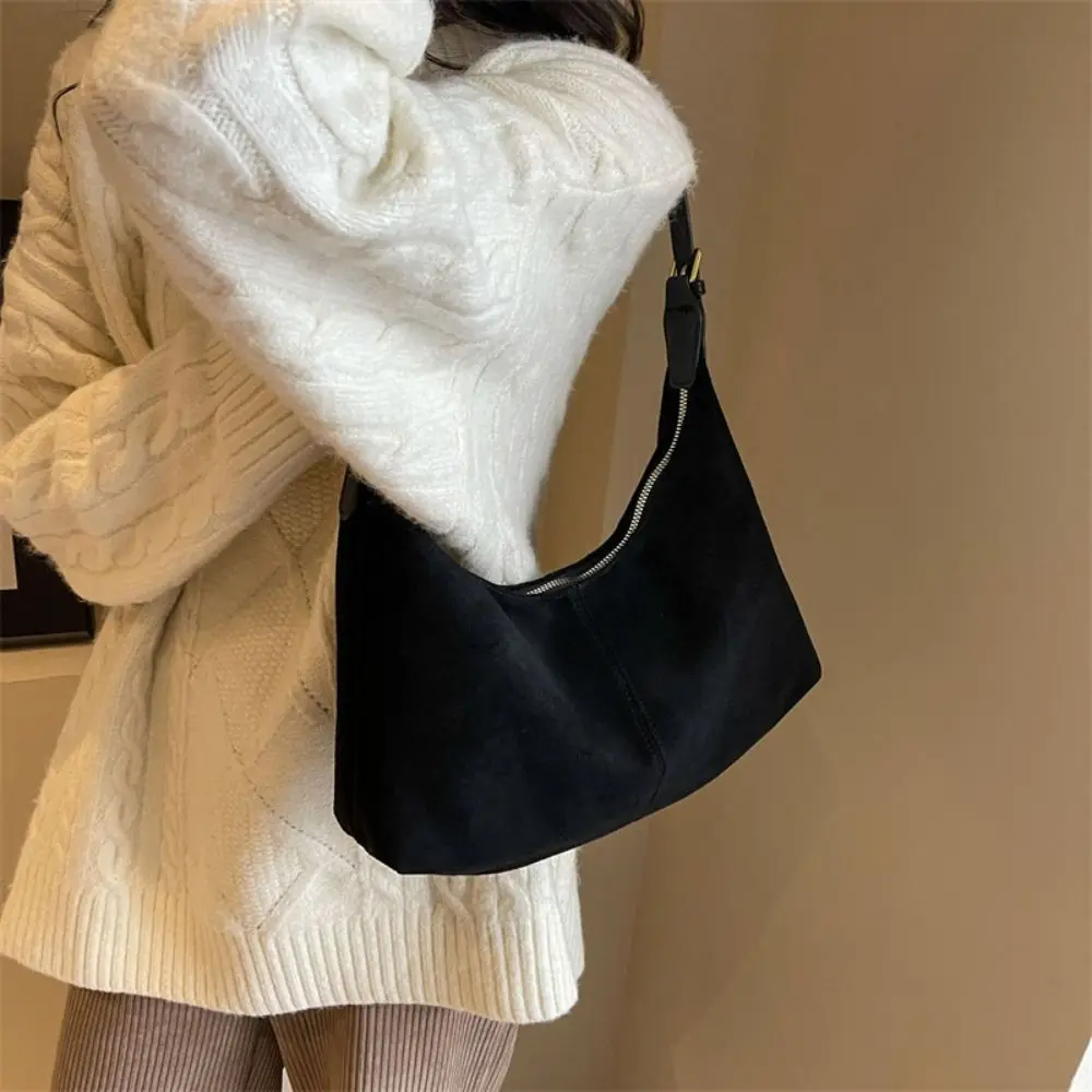 

Trendy Handbag Suede Shoulder Bag Solid Color Fashion Ladies Crossbody Bag Korean Style Large Capacity Tote Bag Girls