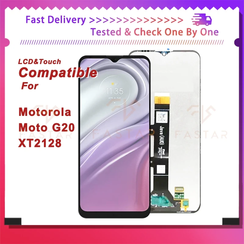 

G20 6,5 "протестированный для Motorola Moto G20 XT2128 ЖК-дисплей с сенсорным преобразователем в сборе, запасные части, экран Moto G20, ЖК-дисплей