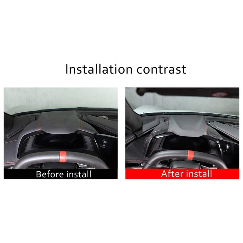 2 PCS Dashboard Cover, Side Instrument Hood Panel Automotive Supplies Carbon Fiber Pattern For Chevrolet Corvette C8 2020-2024