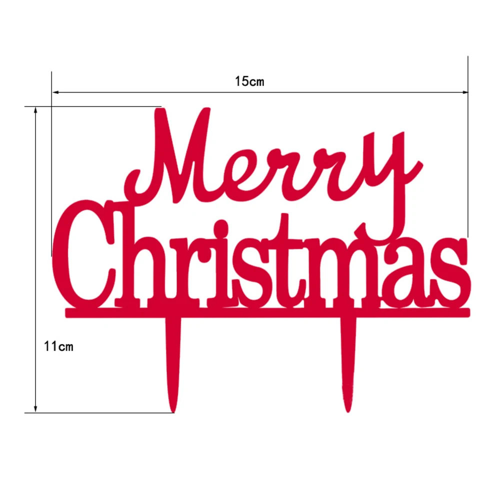 

Red Merry Christmas Cake Topper Acrylic Plastic Xmas Decoration Wedding Birthday Party Engagement Anniversary Cake Topper