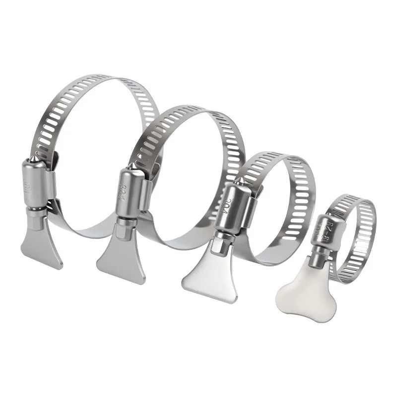 1/2/10Pcs 304 Stainless Steel Hose Clamp  Tool Adjustable Garden Hose ClipWater Pipe Fastener American Buckle With Handle
