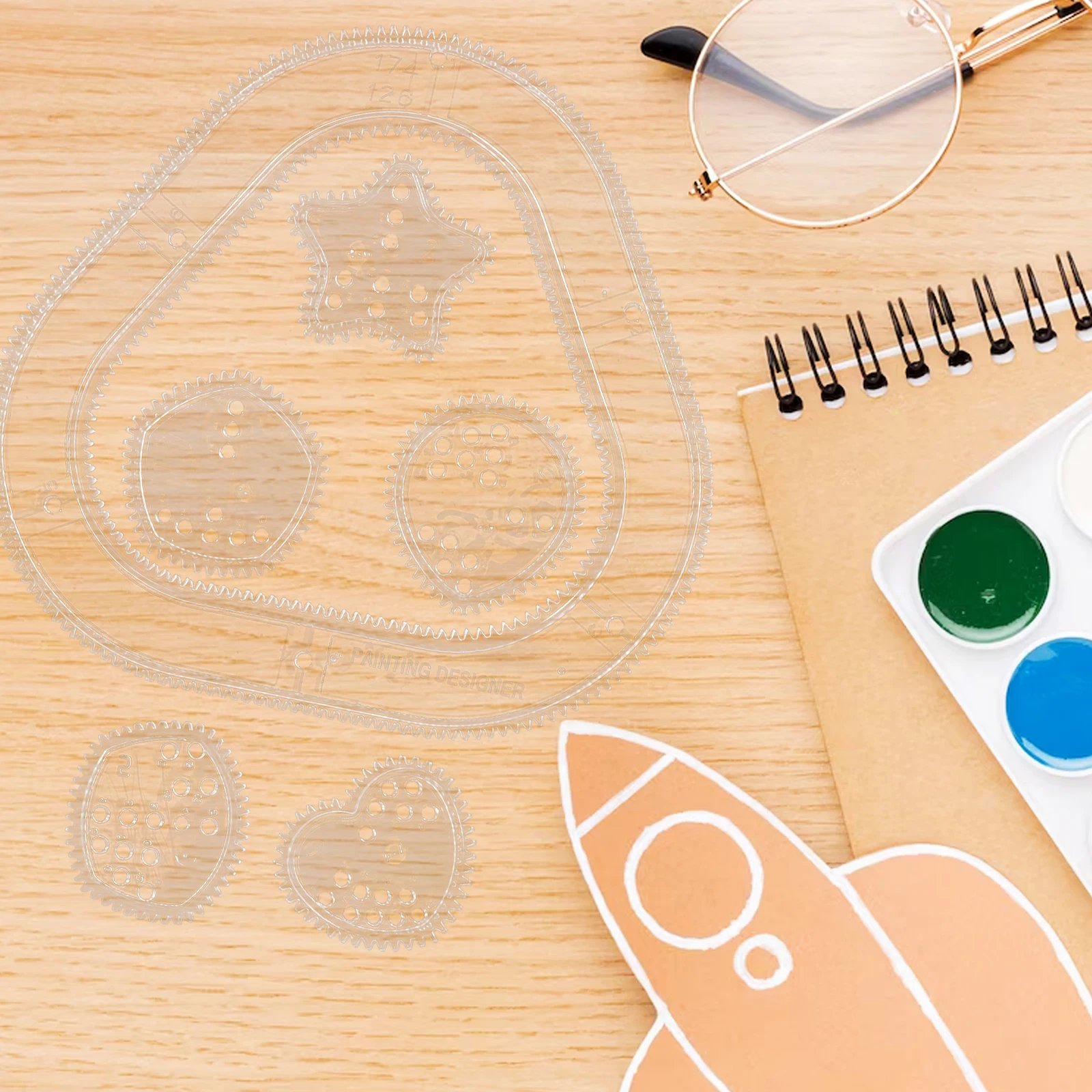 2 セットミリオンフラワー曲線定規 12 ユニークな形状 5 正方形コンポーネントプラスチックステンシル子供描画絵画