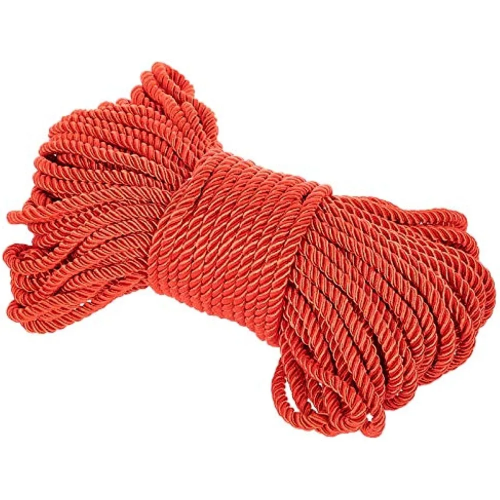 Decorative Rope para Curtain Tieback, Honor Cord, Home Decor Upholstery, 6mm Red Trim Cord, 27 Yards