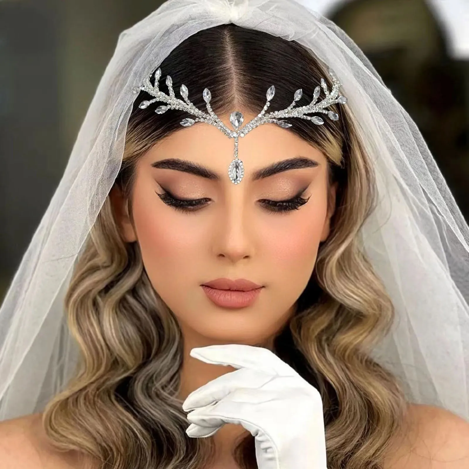 

DZ032 Wedding Crystal Headwear Rhinestone Bridal Forehead Headbands for Women Headpieces Flower Girl Headpiece Banquet Headdress
