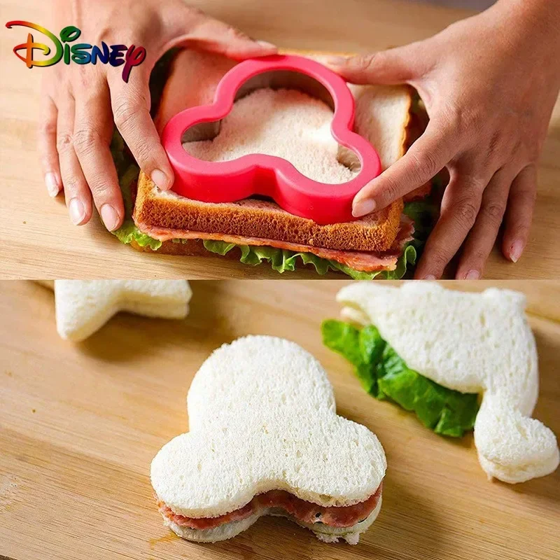 Anime Figure Disney Mickey Mouse Sandwich Cutter Mickey Minnie Stainless Steel Cut Biscuit Mold DIY Baking Tools Children Toys