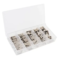250pcs/lot Single Barrel Crimping Sleeves Fishing Line Wire Leader Copper Tube Connectors 5 Size Mixed Copper Tube with Box