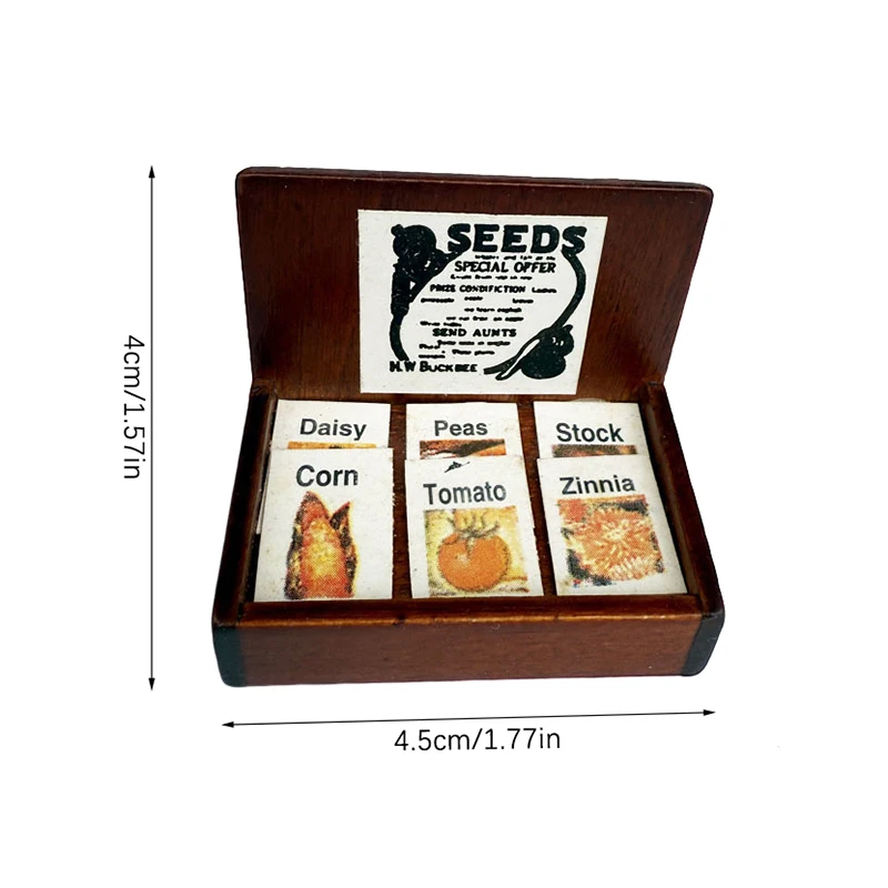 1/12 escala casa de bonecas caixa de venda de sementes de madeira caixa de exibição cena fazenda decoração brinquedos casa de bonecas acessórios fingir jogar brinquedo para