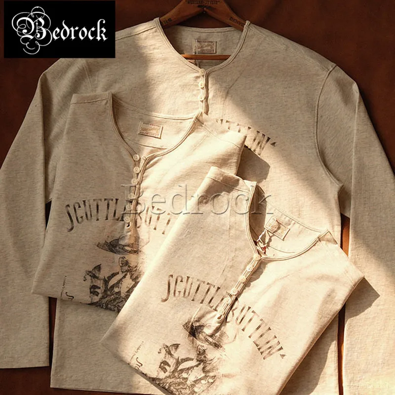 MBBCAR Men's  Cotton Henley Shirt 250G Button Placket Long Sleeve Casual Top Digital Print Blues Guitar Graphic Tee Vintage