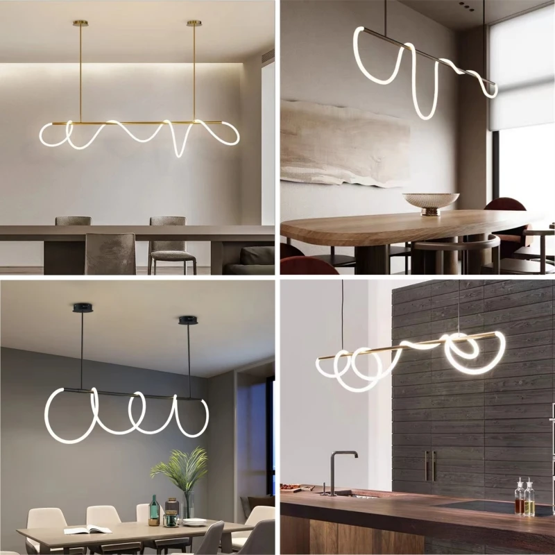 Nordic Long Hose Led Ceiling Chandelier For Table Living Dining Room Kitchen Bar Modern Pendant Lamp Home Decor Lighting Fixture