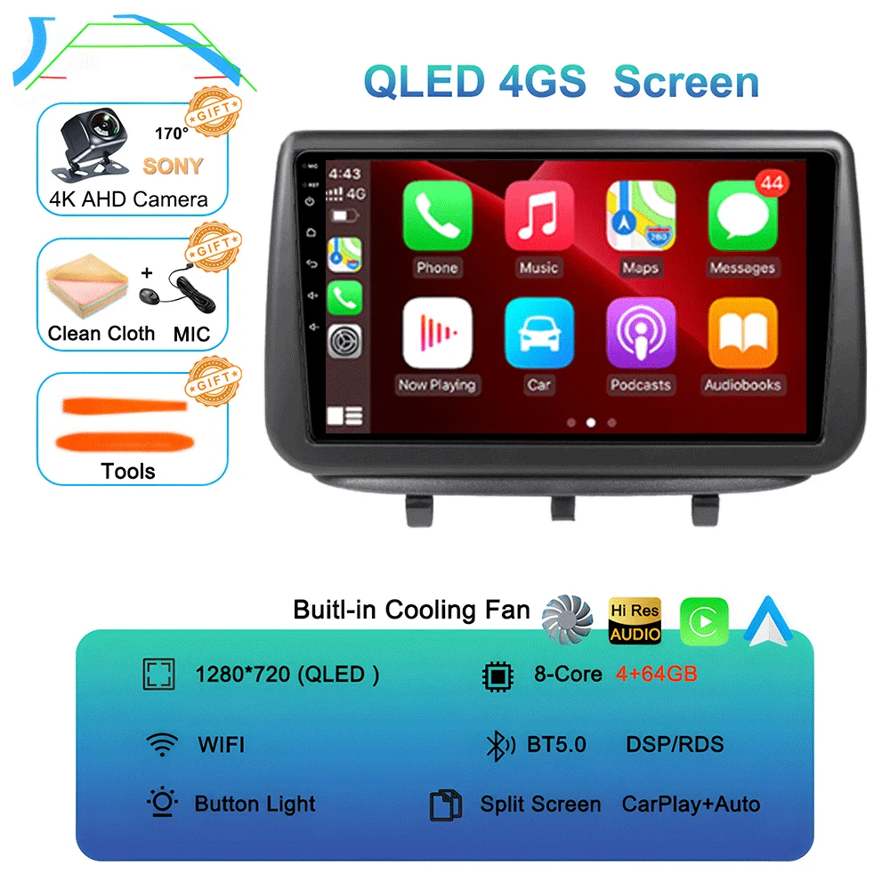Auto radio multimediaspeler GPS CarPlay Auto 4G WIFI stereo head unit DSP voor Opel Meriva B 2009 - 2014 2K QLED Android 16
