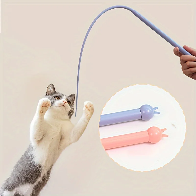 Cat toys, funny cat sticks, self fun and stress relieving tool, silicone mouse tail, long pole, cat toys, bite resistant