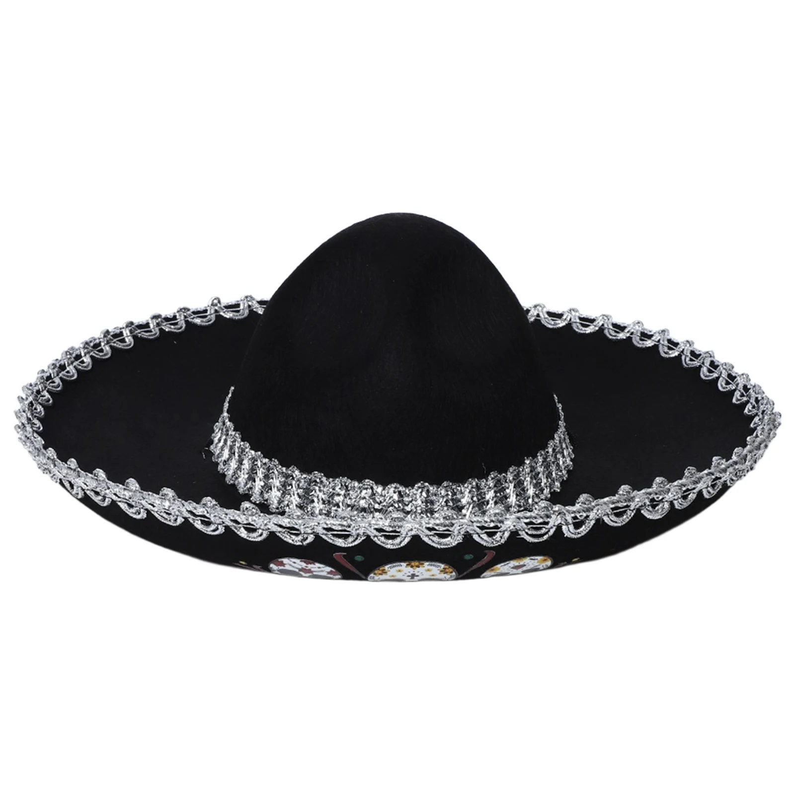 Adults Kids Mexican Skeleton Patterned Role Play Corned Hat Festival Supply Cosplay Accessories for Halloween Carnival Party