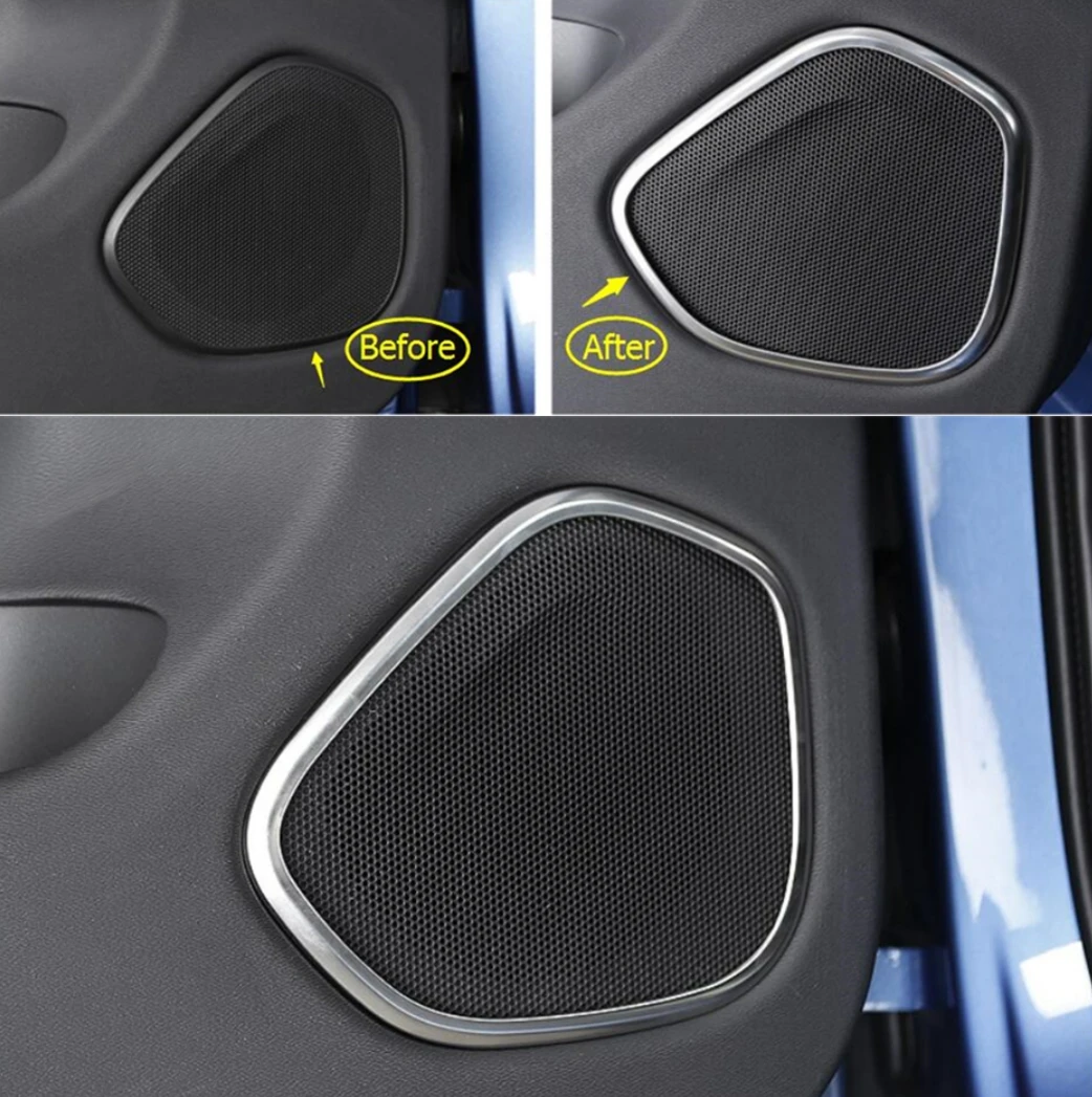 

For VOLVO XC60 2018 2019 2020 2021 Stainless Steel Door Stereo Speaker Audio Loudspeaker Sound Ring Molding Cover Trim Fit