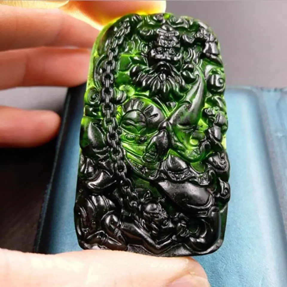 Natural Tibetan Jade Medicine King Graphite Jade Zhong Kui Ghost Pendant for Men and Women Ethnic Wind Joker Pendant