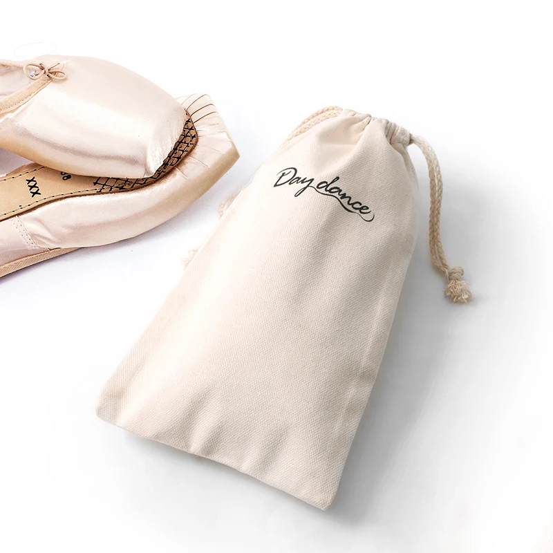 Canvas Ballet Shoe Bag Drawstring | Non-Woven Dustproof Pouch for Pointe/Latin Dance | Adjustable Carry