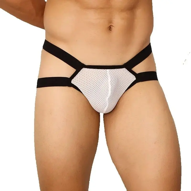 

CLEVER-MENMODE Мужские сексуальные сетчатые открытые промежность Двойные стринги в сеточку Прозрачные Низкая посадка Т-образные стринги сзади Прозрачные тонкие трусики манкини