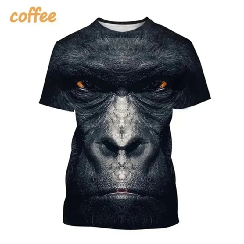 3D Printing T-shirt Animal Chimpanzee Round Neck Short Sleeve King Kong Pattern Men Women Fashion Casual Top Gorilla Tshirt