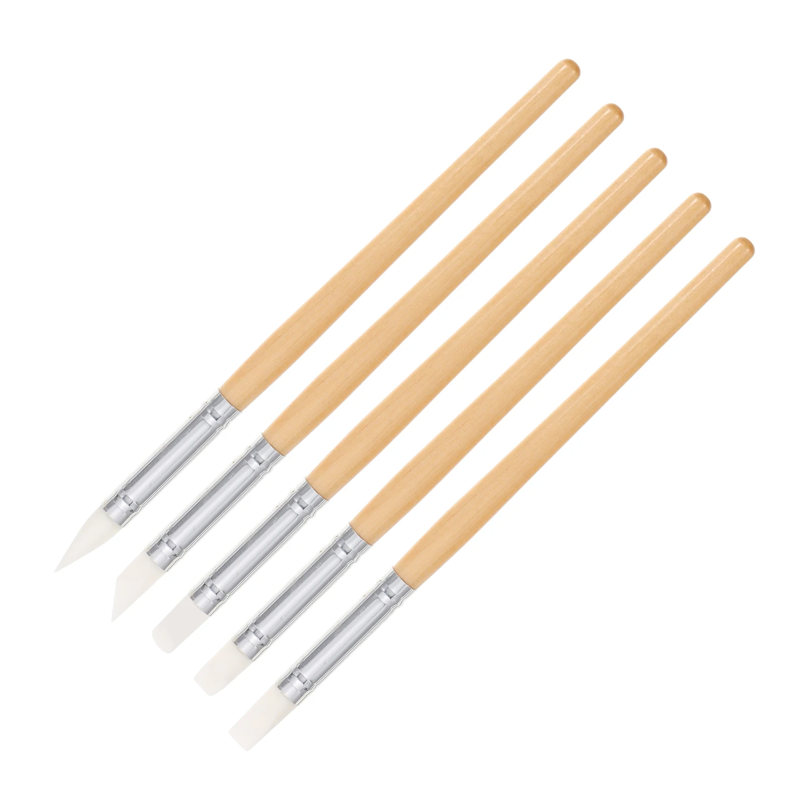 

5pcs SiliconePen WoodMaterial ComfortableElasticity ClayTools ShapingDrawing DetailRetouching FingerprintRemoval SculptingTools