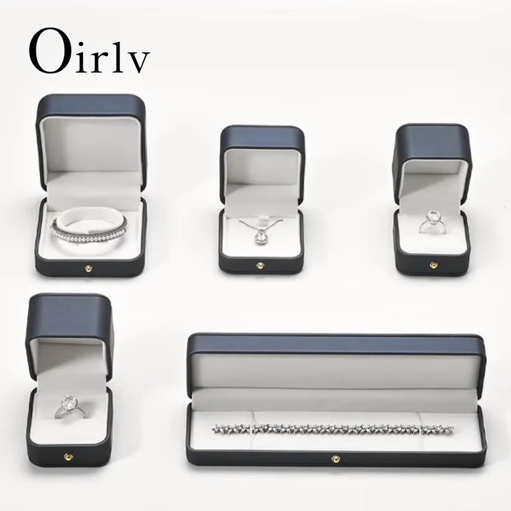 

Jewelry Box Set Navy Leather & White Velvet for Necklaces Ring Box Premium Gift/Storage Organizer for Luxury Jeweler Packaging
